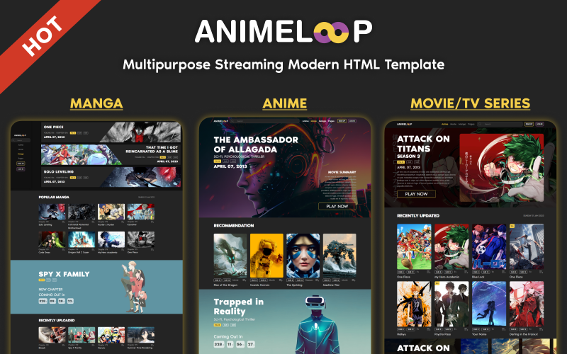 Anime Loop – Anime Manga & Movies Streaming HTML Website Template}