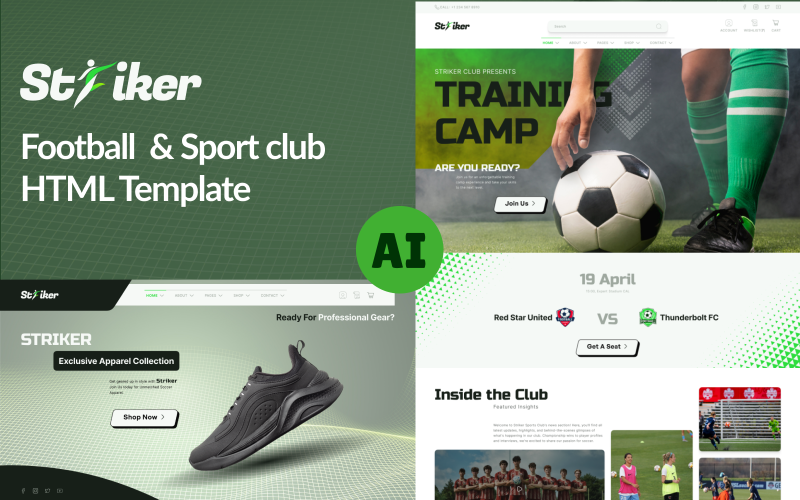 Striker - Football & Sports Club Website Responsive HTML Template}