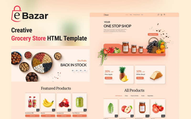 eBazar - The Ultimate Grocery HTML Template for Seamless Shopping Experience}