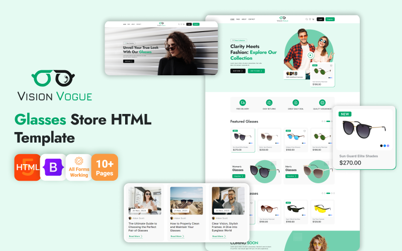 Vision Vogue - Eye Glasses Store eCommerce HTML Website Template}
