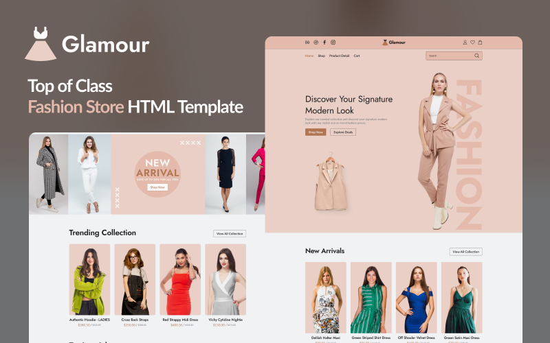 Glamour: Elevate Your Online Fashion / Clothing Store with This Stylish HTML Template}