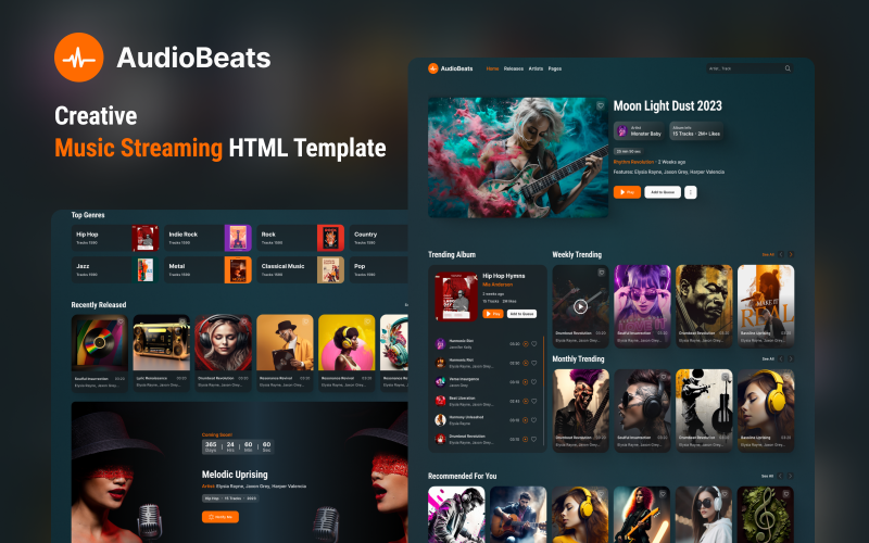 Unleash Musical Brilliance with audioBeats: Professional HTML Music Streaming Solution}