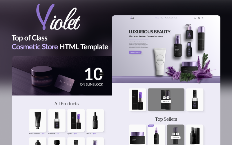 Violet - Glamorous Cosmetic Store HTML Template: Discover Beauty at Its Finest}