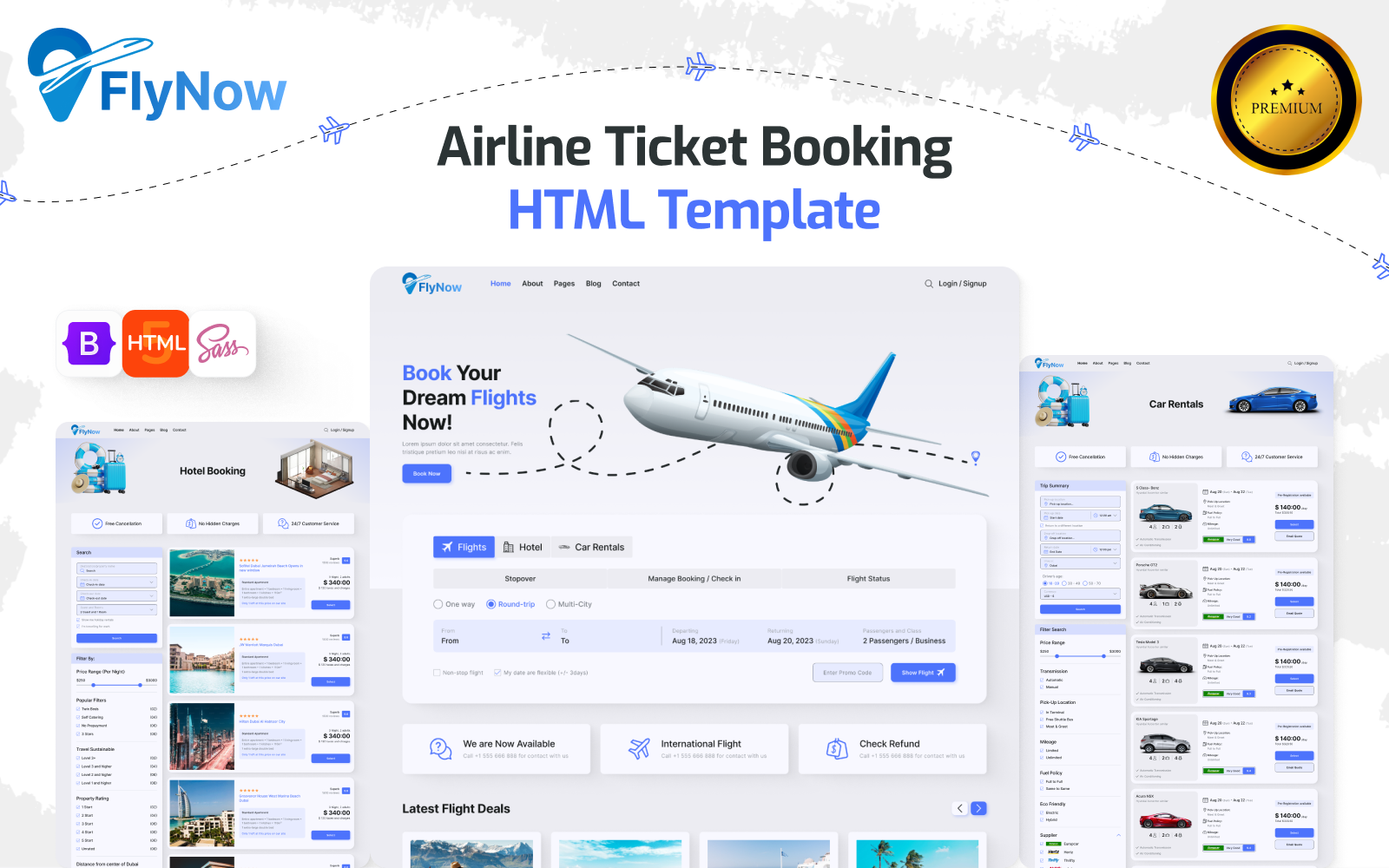 Flynow: Responsive HTML Template for Airline Ticket Booking & Travel Planning}