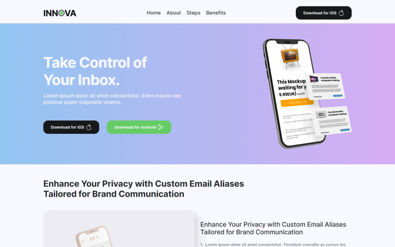 INNOVA - Free App Landing Page HTML Template}